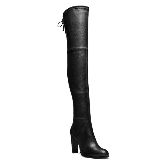 Stuart Weitzman Highland Stretch Leather Black Over-the-knee Boot - Picture 4 of 16